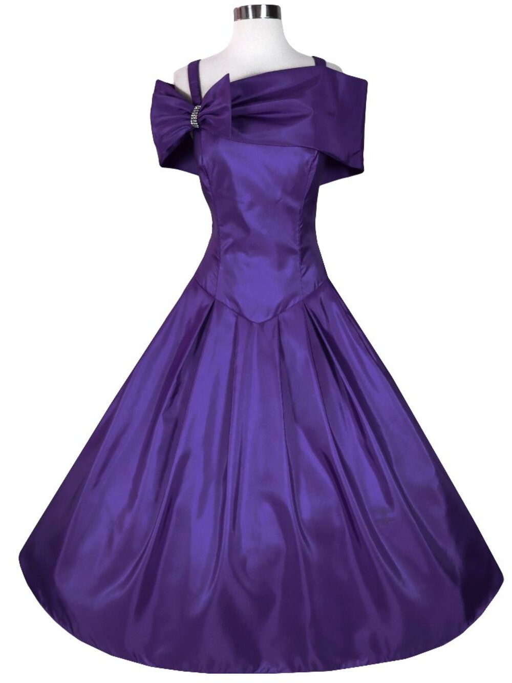 Vintage 80s 90s Purple Taffeta Full Skirt Prom Gown Long Ballgown Party Dress M